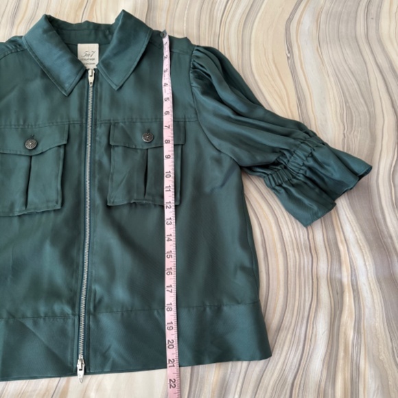 NEW! Cinq a Sept Holly Puff-Sleeve Utility Jacket Eucalyptus Green Small $395 - Picture 10 of 12